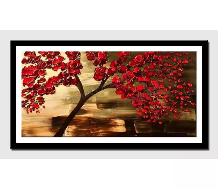 print on paper - canvas print of decorative red tree painting