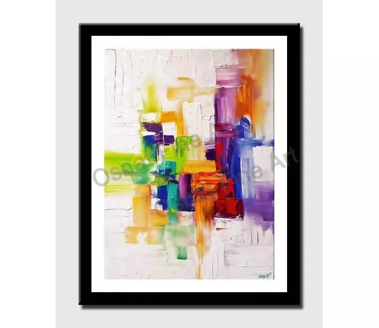 print on paper - canvas print of  colorful abstract modern palette knife