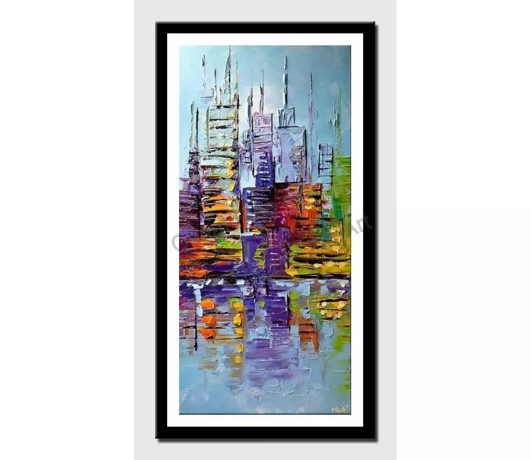 print on paper - canvas print of  new york city painting palette knife