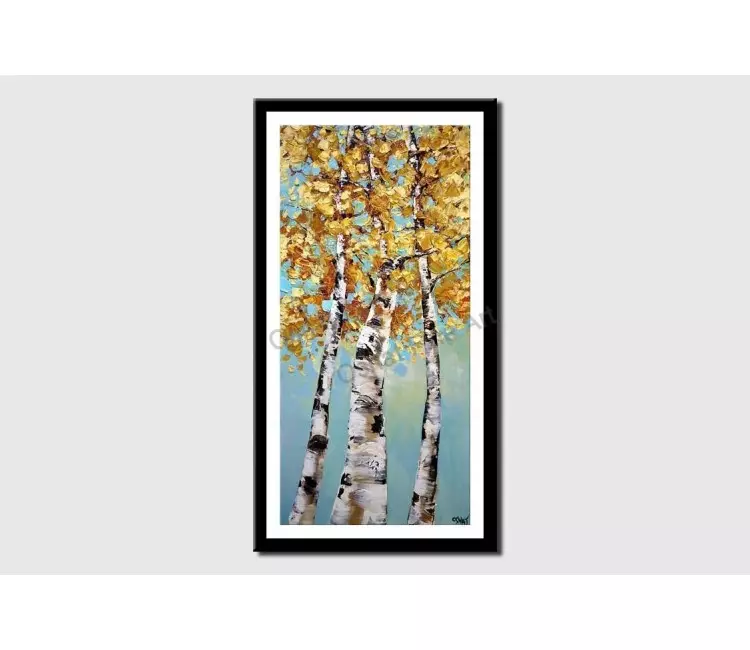 print on paper - canvas print of  birch trees abstract landscape palette knife