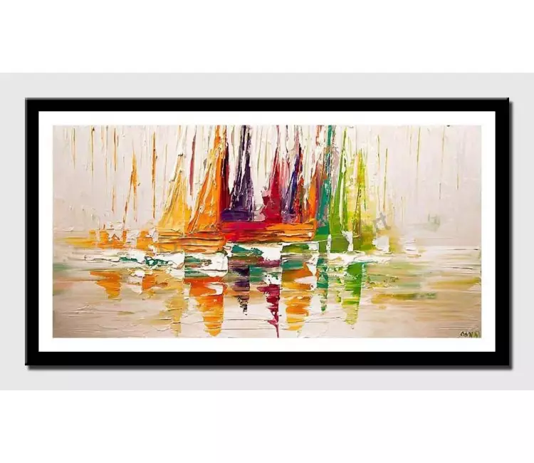 posters on paper - canvas print of  sail boat art modern palette knife