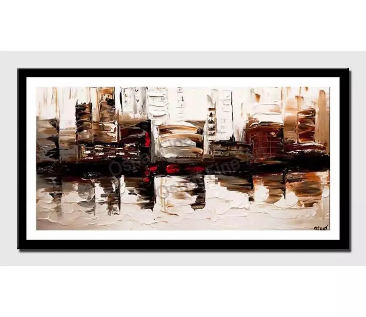 print on paper - canvas print of  cityscape painting modern palette knife