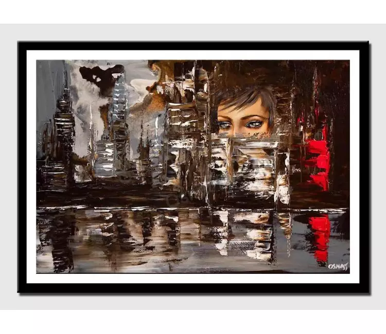 print on paper - canvas print of original city painting through woman eyes