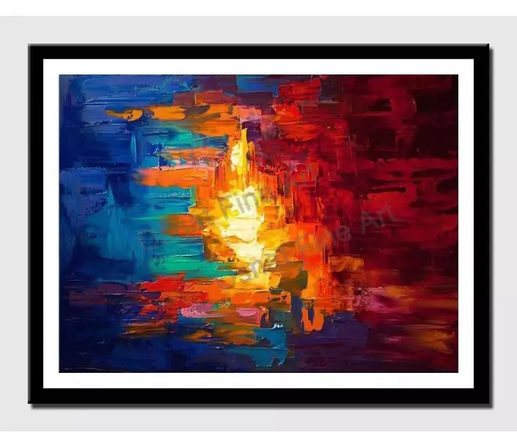 print on paper - canvas print of original colorful abstract modern palette knife