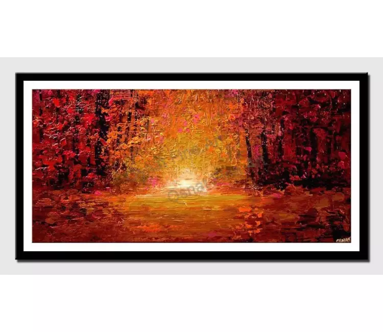 print on paper - canvas print of textured abstract landscape colorful forest painting