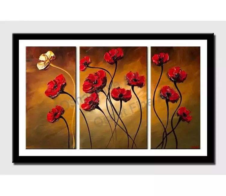 posters on paper - canvas print of red poppies modern palette knife