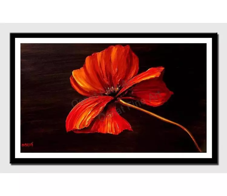 print on paper - canvas print of red poppy modern palette knife painting