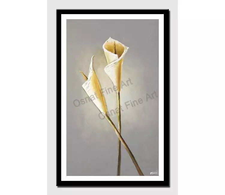 print on paper - canvas print of abstract lily flowers textured painting
