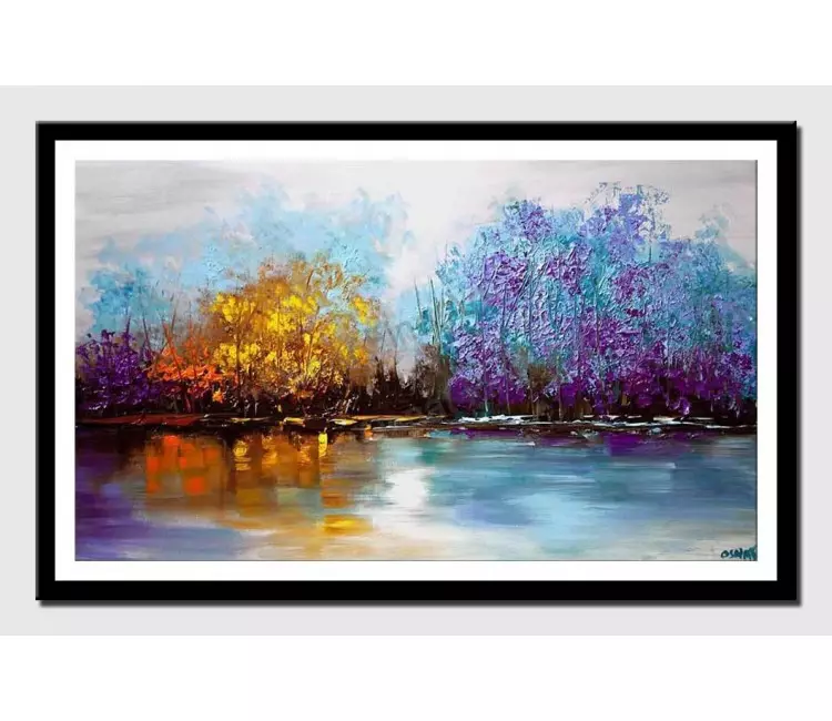 print on paper - canvas print of lake view wall art by osnat tzadok palette knife