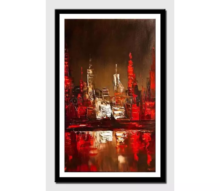 posters on paper - canvas print of abstract city painting skyline palette knife