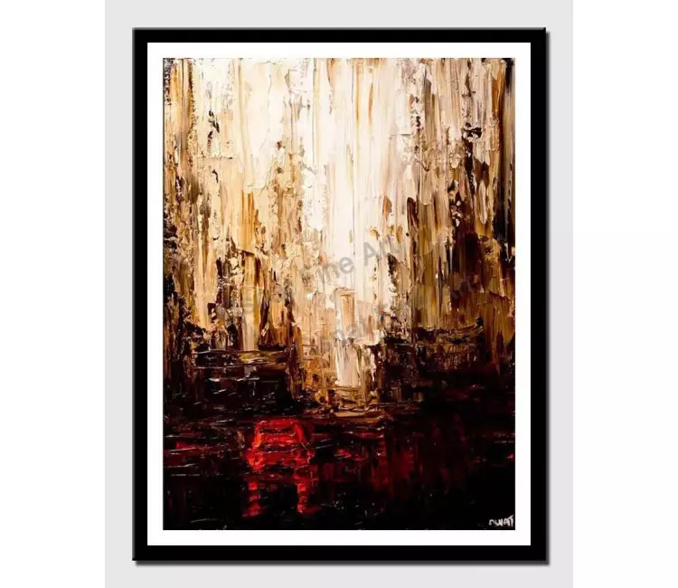 posters on paper - canvas print of red cab original city painting palette knife
