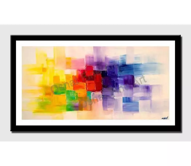 print on paper - canvas print of colorful modern abstract palette knife textured
