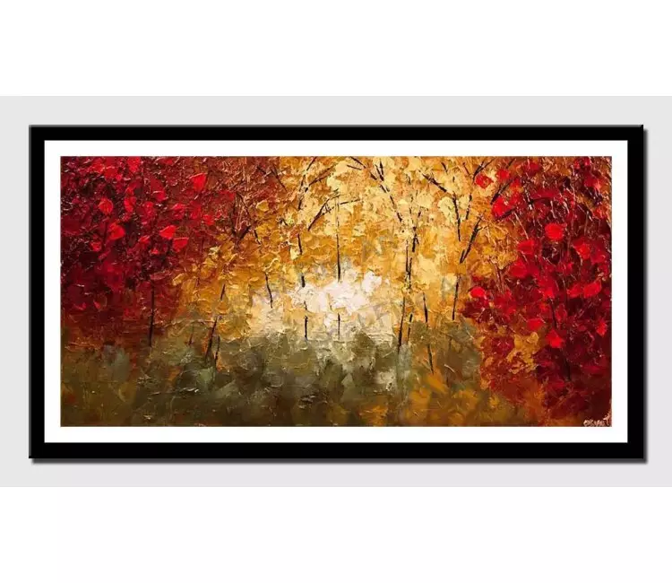 print on paper - canvas print of textured abstract landscape blooming tree painting