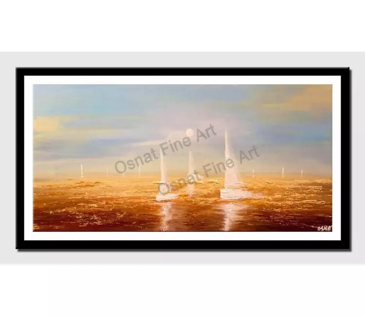 print on paper - canvas print of contemporary abstract sail boats painting