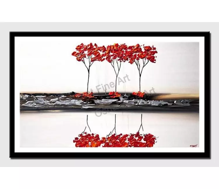 print on paper - canvas print of white red art by osnat tzadok palette knife