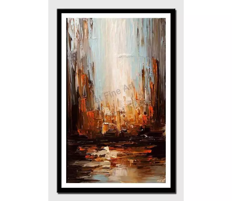 print on paper - canvas print of contemporary abstract city painting heavy texture palette knife