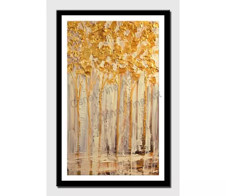 posters on paper - canvas print of blooming birch trees palette knife painting