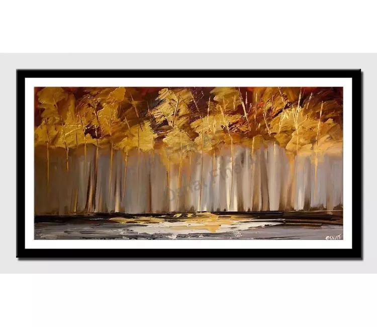 print on paper - canvas print of golden trees painting abstract landscape modern texture