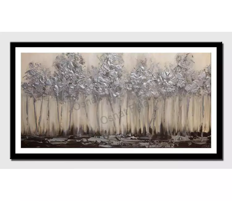 print on paper - canvas print of silver blooming trees art by osnat tzadok