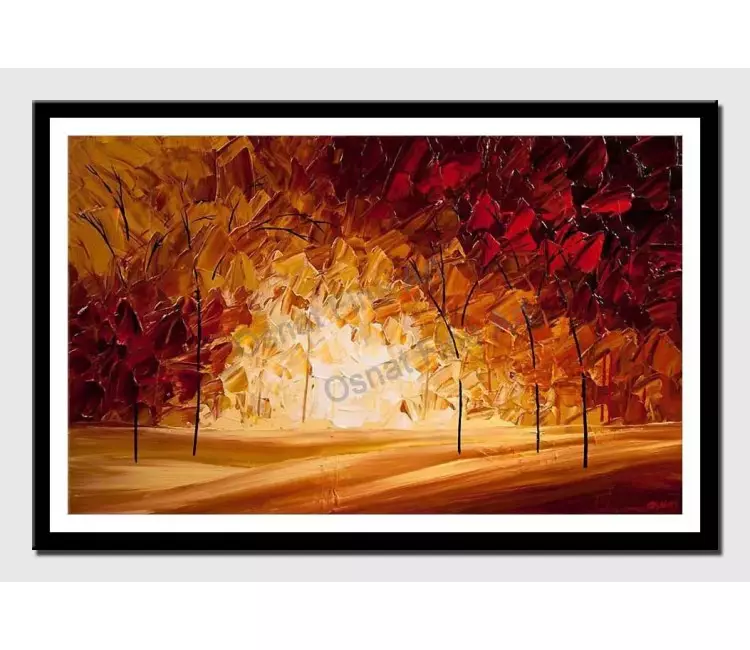 print on paper - canvas print of indian-summer-blooming-trees-landscape-painting_tn