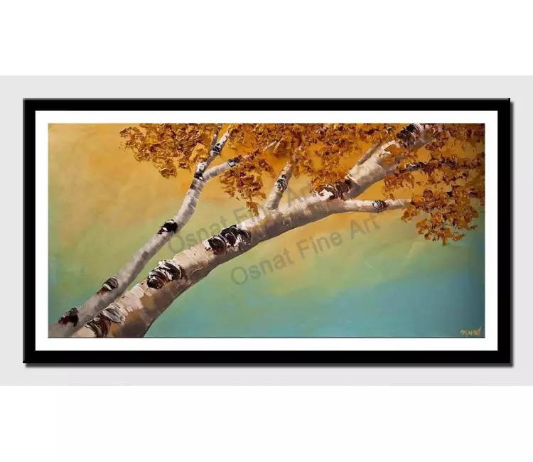 print on paper - canvas print of silver birch trees blooming abstract landscape textured
