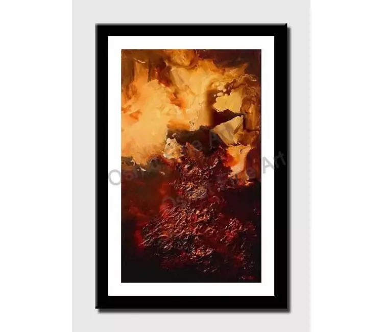 print on paper - canvas print of vertical abstract in red and brown