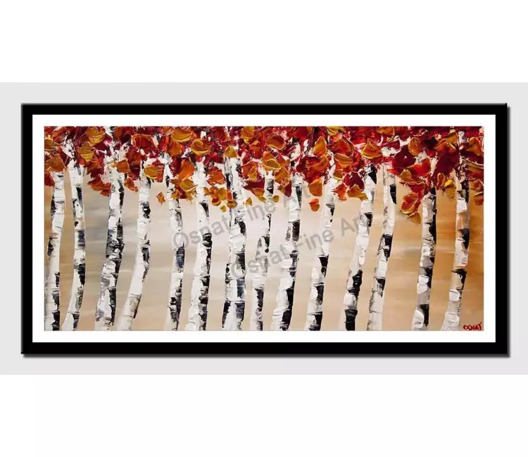 print on paper - canvas print of blooming birch trees white abstract landscape textured