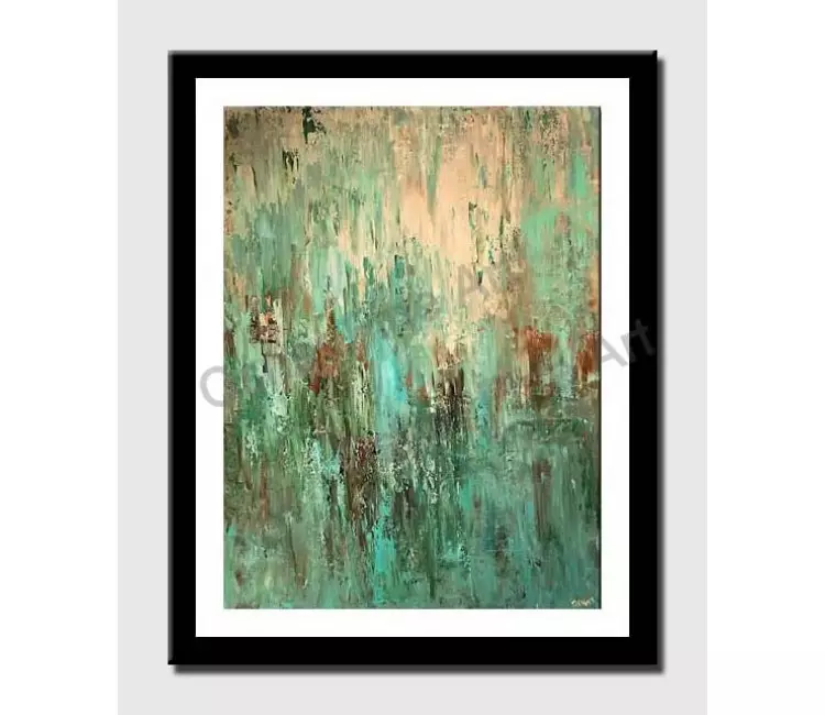 print on paper - canvas print of large contemporary turquoise modern wall art by osnat tzadok modern palette knife