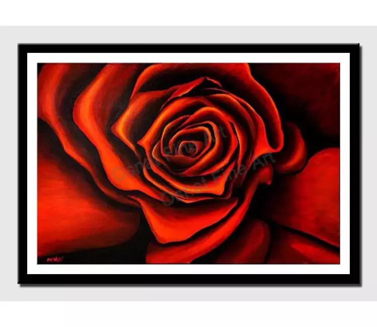 print on paper - canvas print of red rose painting framed modern floral abstract