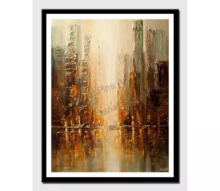 print on paper - canvas print of contemporary abstract city painting heavy impasto textured