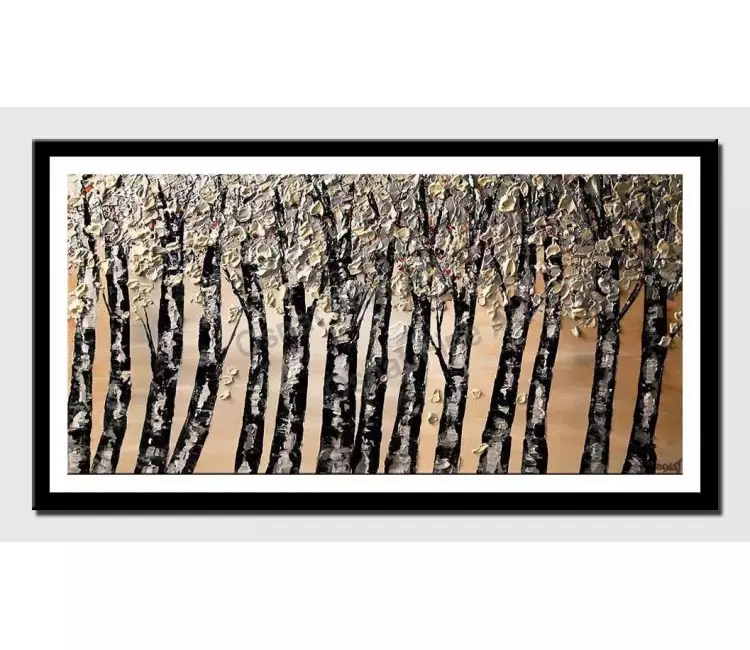 posters on paper - canvas print of black silver blooming tree modern wall art by osnat tzadok