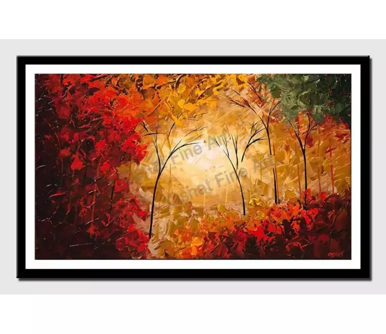 print on paper - canvas print of original contemporary abstract landscape blooming trees modern palette knife