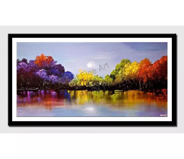 posters on paper - canvas print of modern colorful blooming trees textured painting