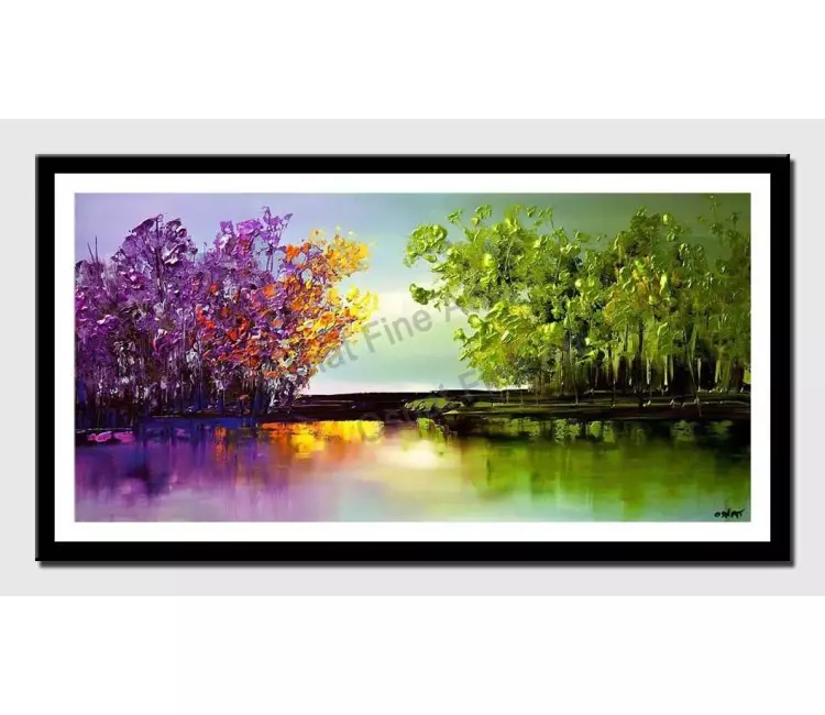 posters on paper - canvas print of colorful blooming trees painting modern landscape modern wall art by osnat tzadok