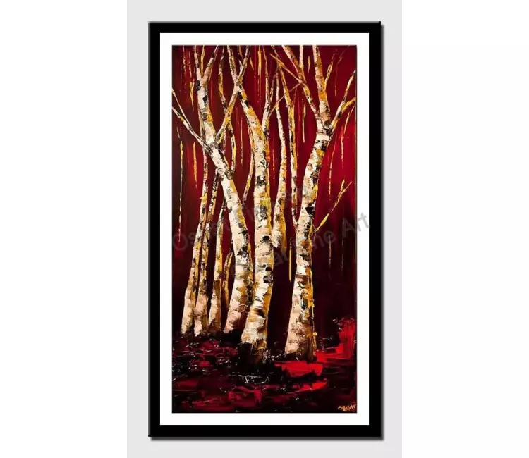 posters on paper - canvas print of gold birch trees wall art by osnat tzadok red modern wall art by osnat tzadok