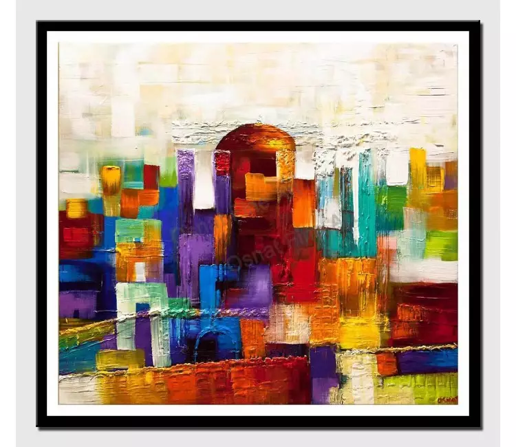 posters on paper - canvas print of beit hamikdash jerusalem textured gold city painting
