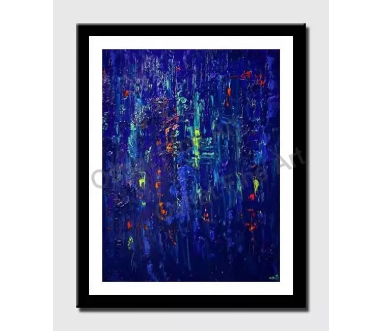 posters on paper - canvas print of blue textured modern wall art by osnat tzadok modern palette knife