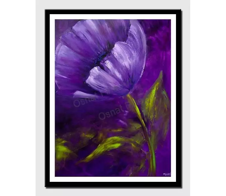 print on paper - canvas print of purple flower abstract green leaves