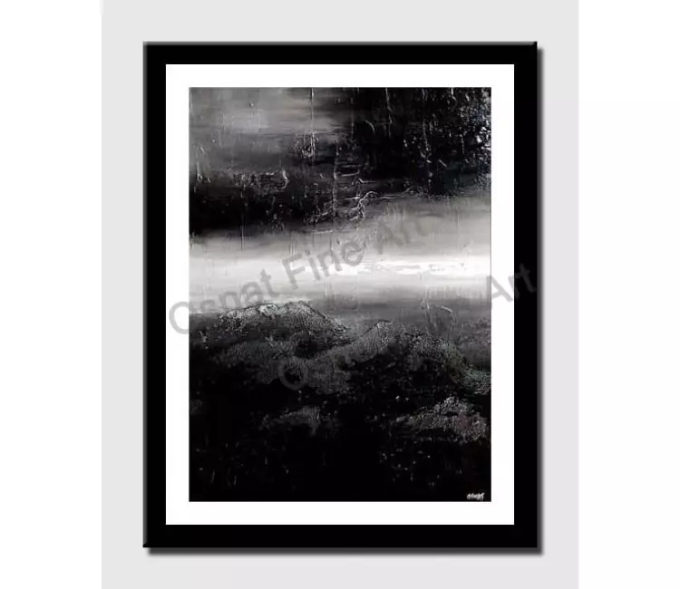 print on paper - canvas print of black white textured abstract storm painting