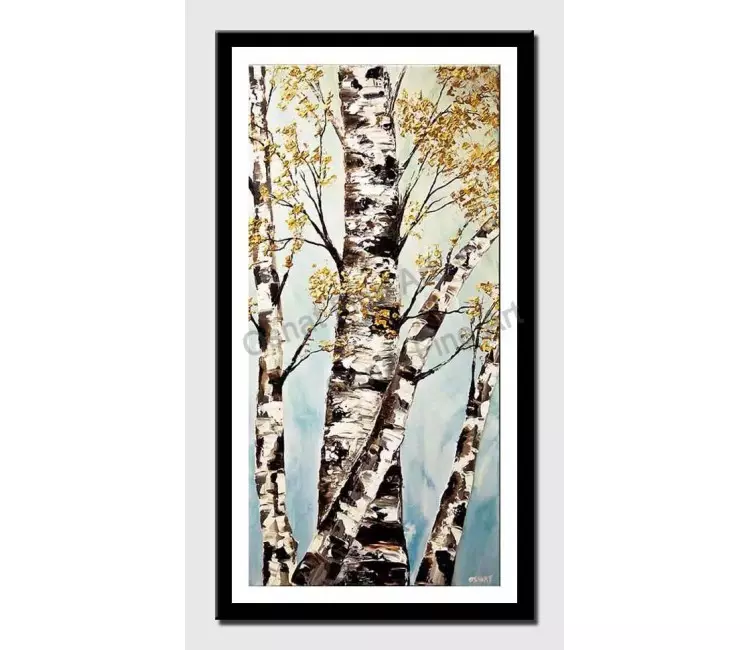 print on paper - canvas print of silver birch trees painting textured