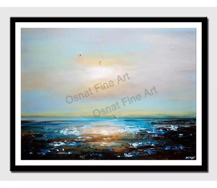 posters on paper - canvas print of seascape painting textured modern palette knife