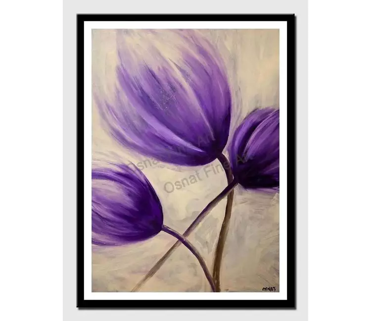 posters on paper - canvas print of purple tulip flower modern wall art by osnat tzadok