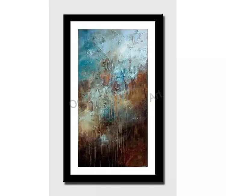 posters on paper - canvas print of large textured blue brown art by osnat tzadok