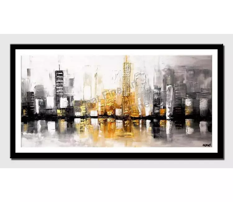 print on paper - canvas print of textured modern city painting