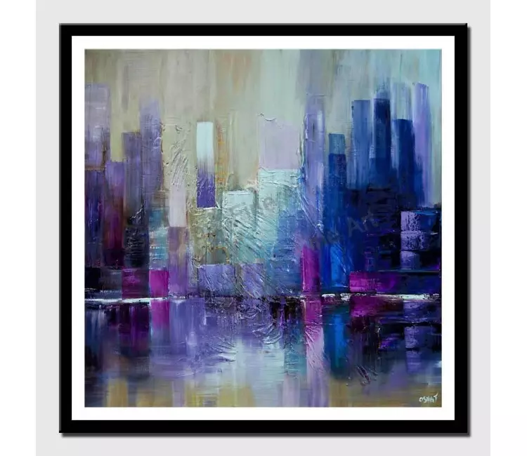 print on paper - canvas print of purple blue city modern wall art by osnat tzadok
