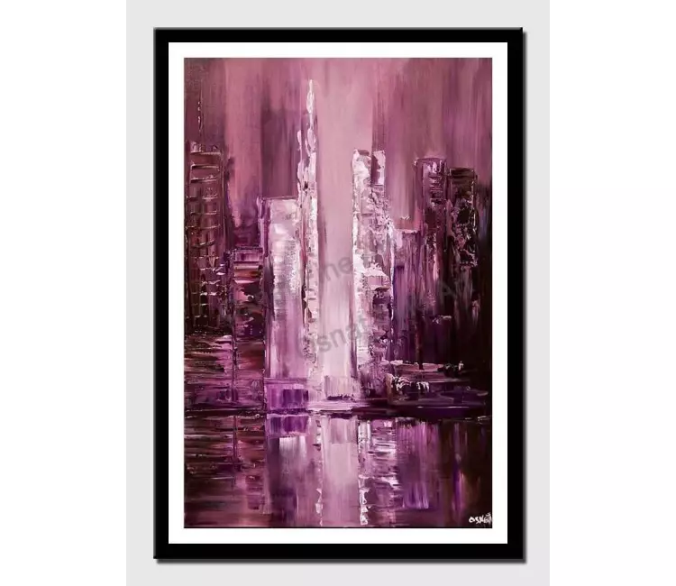 posters on paper - canvas print of purple city modern wall art by osnat tzadok