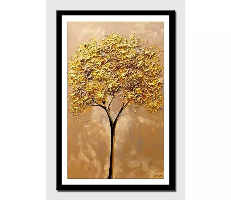 print on paper - canvas print of original modern gold tree painting textured