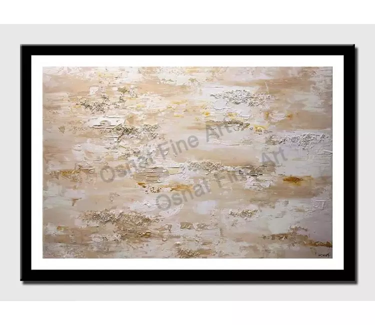 print on paper - canvas print of white cream textured art by osnat tzadok