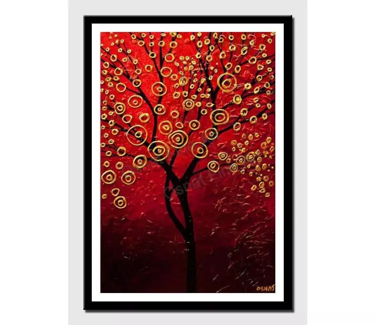 print on paper - canvas print of red gold tree painting