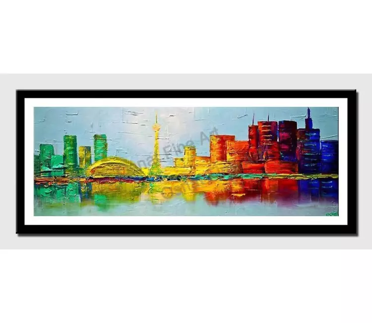 print on paper - canvas print of toronto skyline painting original abstract city